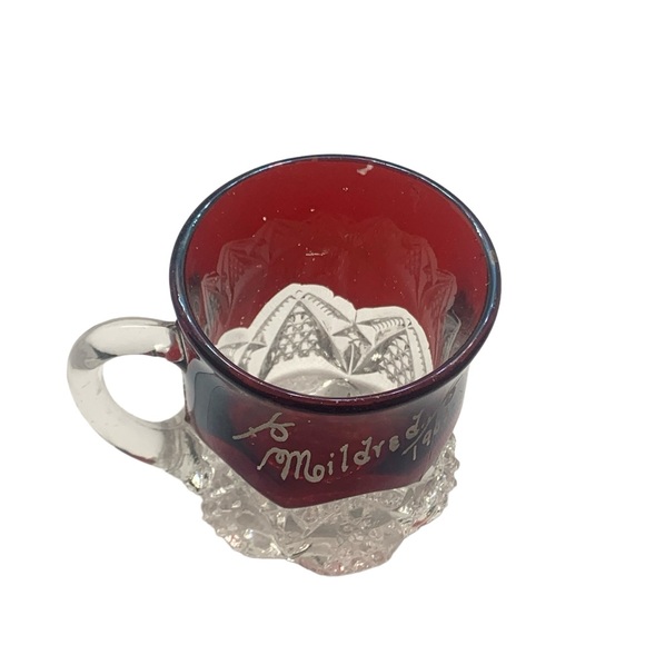 Antique Ruby Red World’s Fair Souvenir Glass Cup Creamer Crystal Base 1903 - Picture 10 of 12